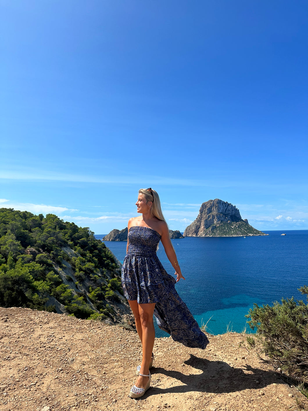 Vestido Boho asimétrico azul