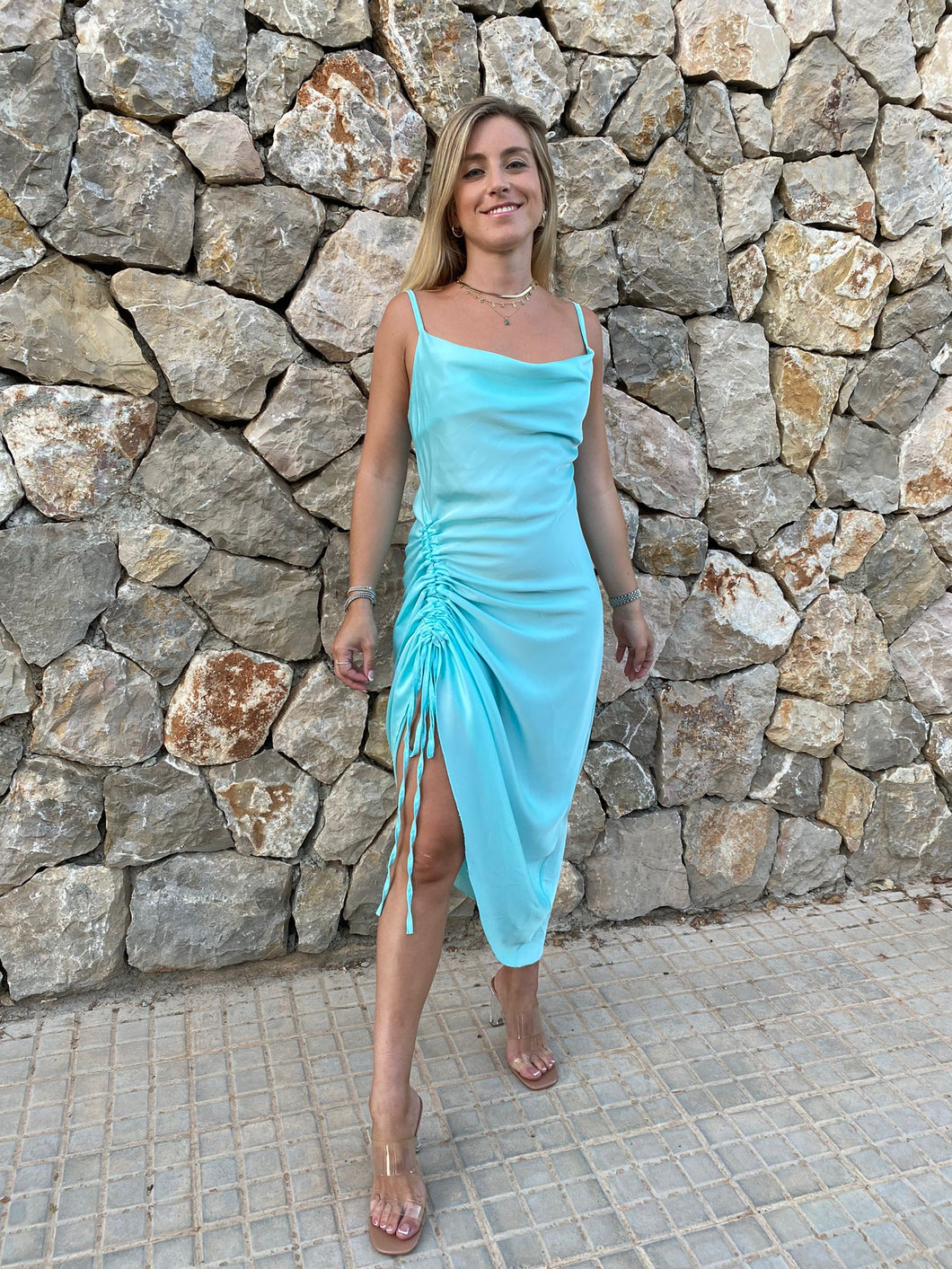 Vestido Arezzo verde agua