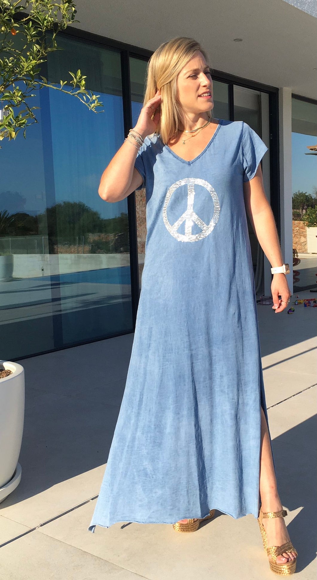 Vestido Hippie celeste